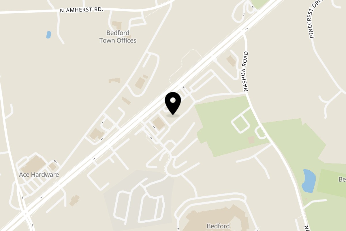 Map showing the location of Pizza Bella Family Restaurant on 178 State Rte 101 in Bedford